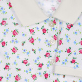 Tricou din bumbac cu guler și imprimeu floral, albă Benetton 227883 3