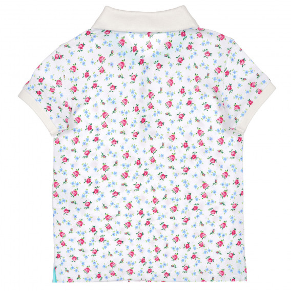 Tricou din bumbac cu guler și imprimeu floral, albă Benetton 227884 4