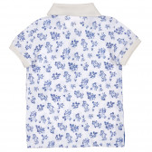 Tricou din bumbac cu guler și imprimeu floral, de culoare albă Benetton 227922 4