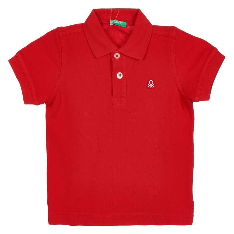 Tricou din bumbac cu mâneci scurte și guler, roșu  227927