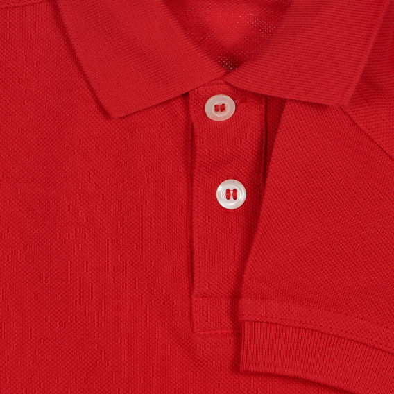 Tricou din bumbac cu mâneci scurte și guler, roșu Benetton 227929 3