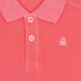 Tricou din bumbac cu mâneci scurte și guler, de culoare roz Benetton 227936 2