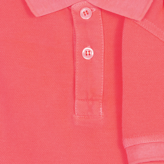 Tricou din bumbac cu mâneci scurte și guler, de culoare roz Benetton 227937 3