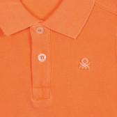 Tricou din bumbac cu mâneci scurte și guler, portocaliu Benetton 227940 2