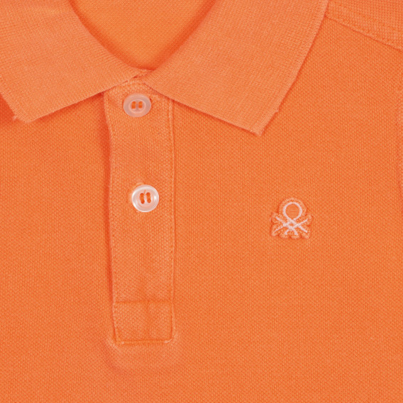 Tricou din bumbac cu mâneci scurte și guler, portocaliu Benetton 227940 2
