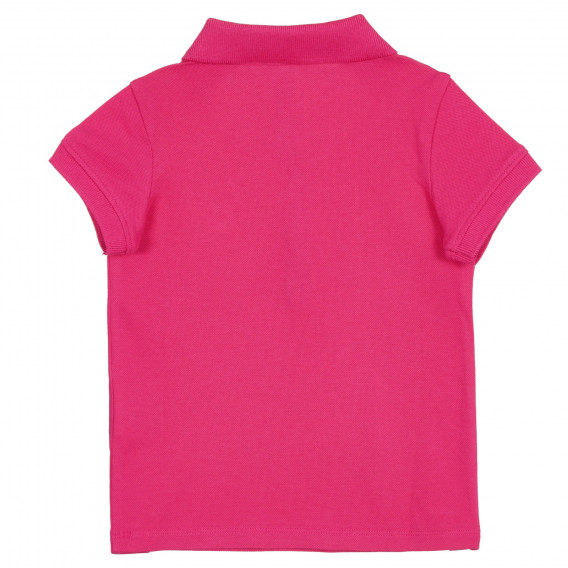 Tricou din bumbac cu mâneci scurte și guler, roz închis Benetton 227946 4