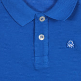 Tricou din bumbac cu mâneci scurte și guler, albastru Benetton 227948 2