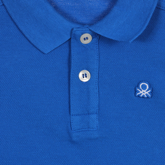 Tricou din bumbac cu mâneci scurte și guler, albastru Benetton 227948 2