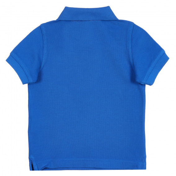 Tricou din bumbac cu mâneci scurte și guler, albastru Benetton 227950 4