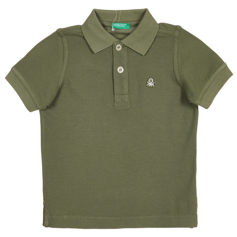 Tricou din bumbac cu mâneci scurte și guler, de culoare verde  227981