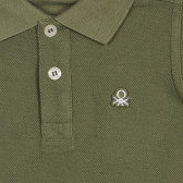 Tricou din bumbac cu mâneci scurte și guler, de culoare verde Benetton 227982 2