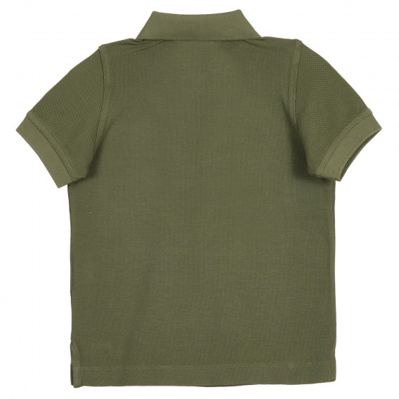 Tricou din bumbac cu mâneci scurte și guler, de culoare verde Benetton 227984 4