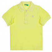 Tricou din bumbac cu mâneci scurte și guler, în galben Benetton 227985 