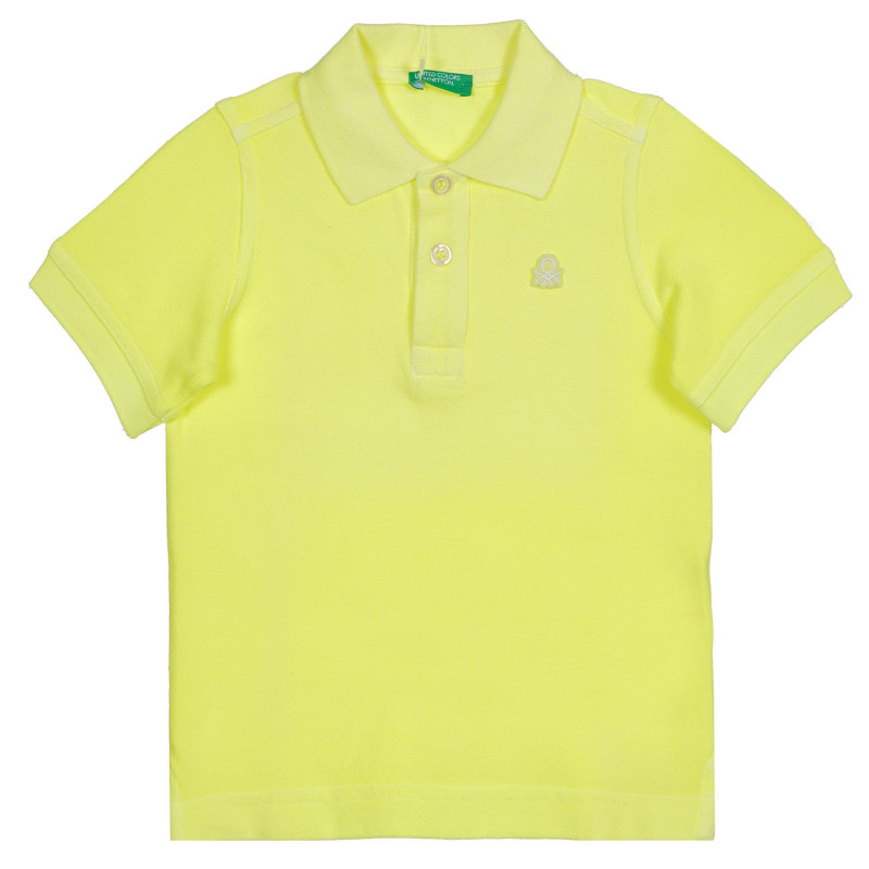 Tricou din bumbac cu mâneci scurte și guler, în galben  227985