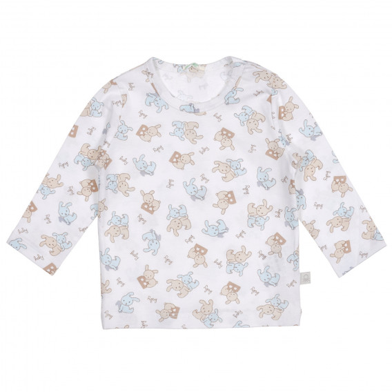 Bluză cu imprimeu de iepurași pentru bebeluși, albă Benetton 227993 