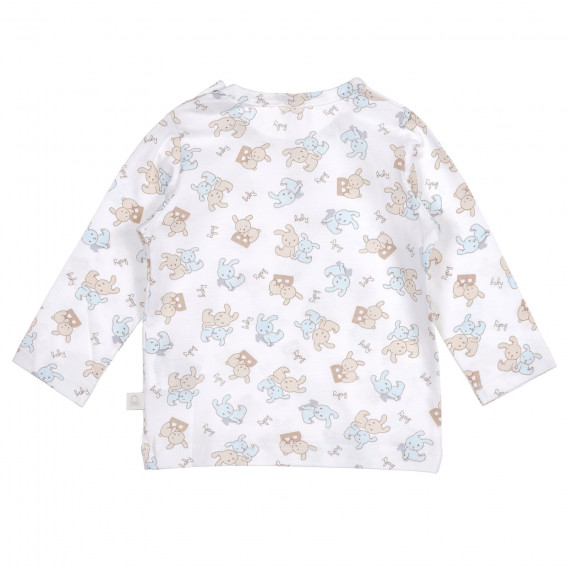 Bluză cu imprimeu de iepurași pentru bebeluși, albă Benetton 227996 4