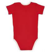 Body din bumbac cu mâneci scurte și imprimeu pentru bebeluși, roșu Benetton 228024 4