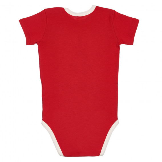Body din bumbac cu mâneci scurte și imprimeu pentru bebeluși, roșu Benetton 228024 4