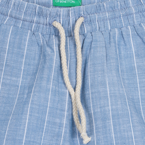 Pantaloni din bumbac cu dungi, lungime 7/8, albaștri Benetton 228058 2