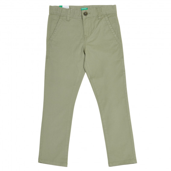 Pantaloni de bumbac, de culoare verde Benetton 228073 