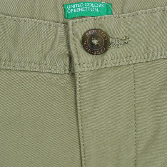 Pantaloni de bumbac, de culoare verde Benetton 228074 2