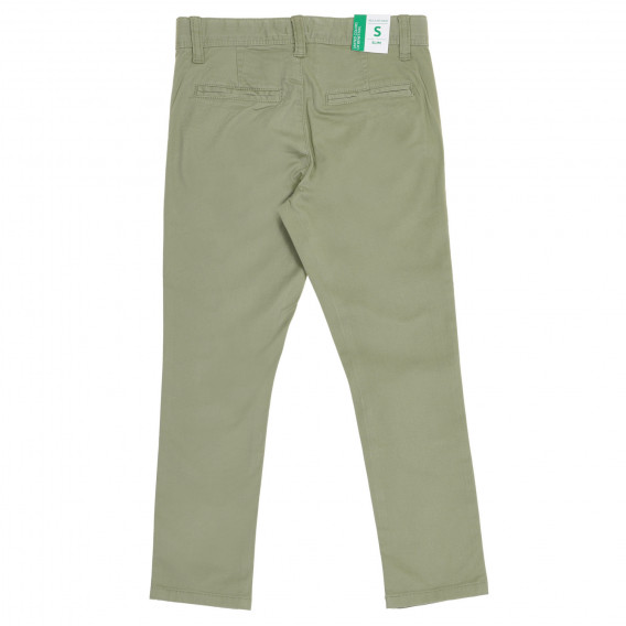 Pantaloni de bumbac, de culoare verde Benetton 228076 4