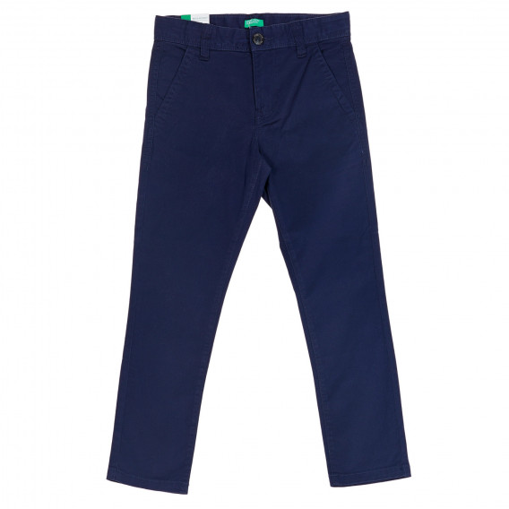 Pantaloni de bumbac, albastru închis Benetton 228077 
