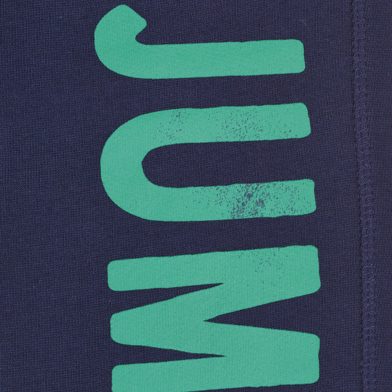Pantaloni sport de bumbac cu inscripție, albastru închis Benetton 228115 3
