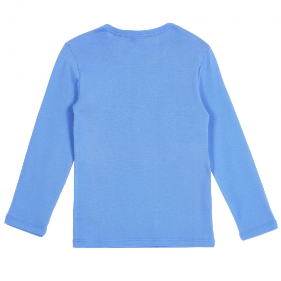 Bluză din bumbac cu imprimeu brocart, albastru Benetton 228176 4