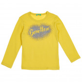 Bluză din bumbac cu brocart pentru bebeluși, galbenă Benetton 228177 