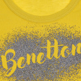 Bluză din bumbac cu brocart pentru bebeluși, galbenă Benetton 228178 2
