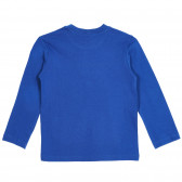 Bluză din bumbac cu inscripție, albastră Benetton 228204 4