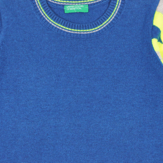 Pulover cu accent pe mânecă pentru bebeluși, albastru Benetton 228211 2