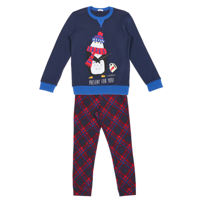 Pijamale de bumbac cu imprimeu pinguin, multicolore  228296