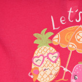Tricou din bumbac cu spate alungit și imprimeu pentru bebeluși, roz Benetton 228335 2