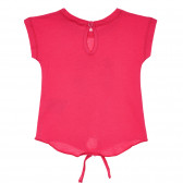 Tricou din bumbac cu spate alungit și imprimeu pentru bebeluși, roz Benetton 228337 4