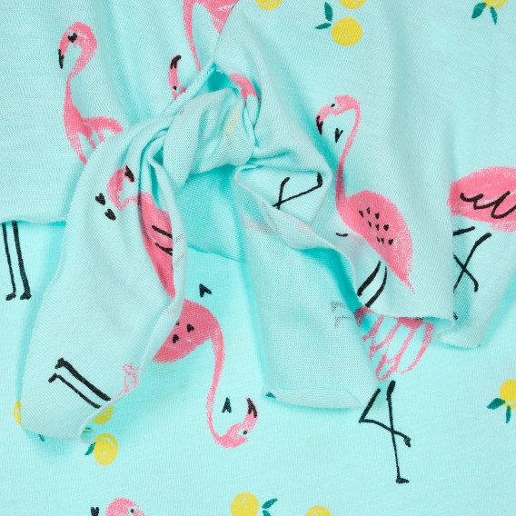 Tricou din bumbac cu imprimeu flamingo, albastru deschis Benetton 228344 3