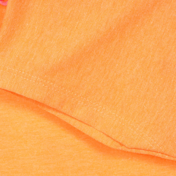Bluză cu mâneci scurte cu logo brodat de marcă, portocalie Benetton 228348 3