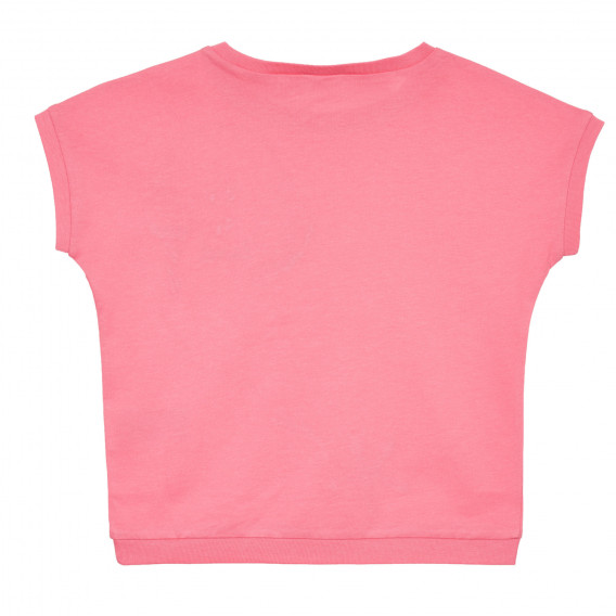 Bluză din bumbac cu mâneci scurte și imprimeu, în roz Benetton 228353 4