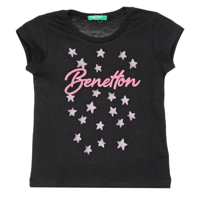 Tricou din bumbac cu imprimeu figural și inscripția mărcii pentru un bebeluș, negru  228390