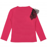 Bluză din bumbac cu dantelă și imprimeu, roz Sisley 228425 4