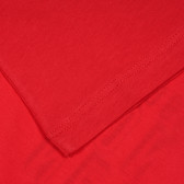 Bluză din bumbac cu mâneci scurte și inscripție de marcă, roșie Benetton 228444 3