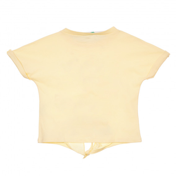 Tricou din bumbac cu imprimeu, de culoare galbenă Benetton 228453 4