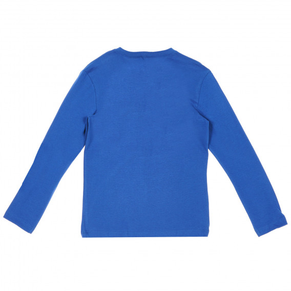 Bluză din bumbac cu mâneci lungi și imprimeu, în culoarea albastră Benetton 228457 4