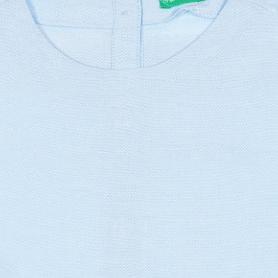 Bluză din bumbac cu mâneci lungi și panglică, albastru deschis Benetton 228495 2