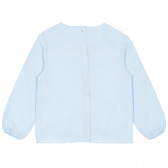 Bluză din bumbac cu mâneci lungi și panglică, albastru deschis Benetton 228497 4