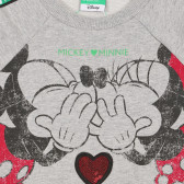 Bluză din bumbac cu imprimeu Mickey și Mini pentru bebeluși, gri Benetton 228523 2