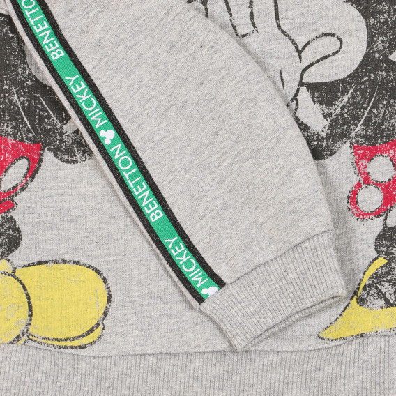 Bluză din bumbac cu imprimeu Mickey și Mini pentru bebeluși, gri Benetton 228524 3