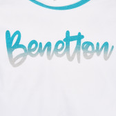 Tricou din bumbac cu accente albastre, alb Benetton 228608 2