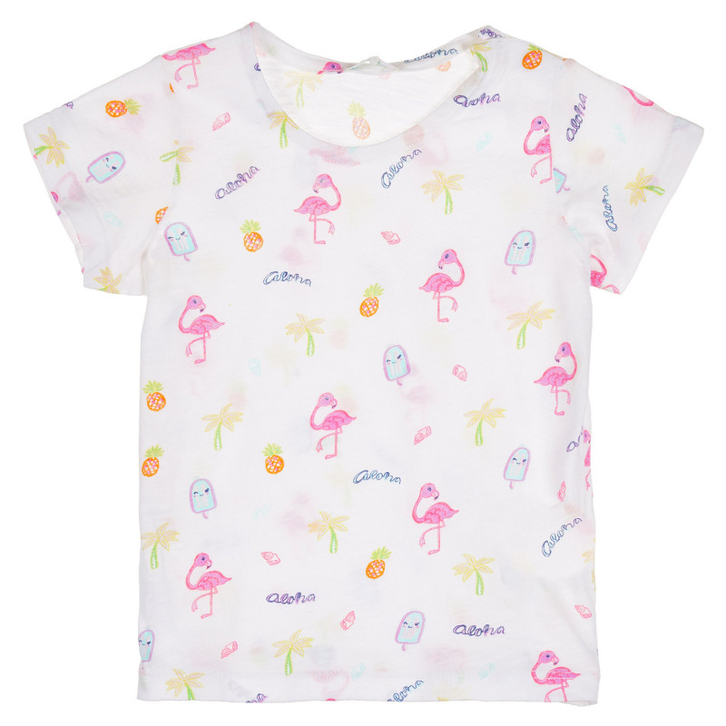 Tricou din bumbac cu imprimeu grafic pentru fetițe, alb  228651